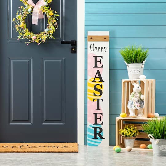 Glitzhome® 42" Wooden Happy Easter Porch Sign